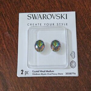 2 SWAROVSKI CRYSTAL VITRAIL 10x8mm MYSTIC OVAL REPLACMENT JEWELRY FANCY STONE